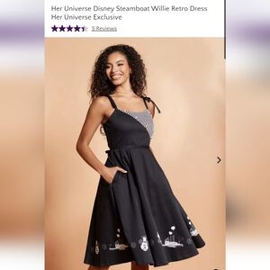 Her Universe Black Steamboat Willie Retro Dress Small